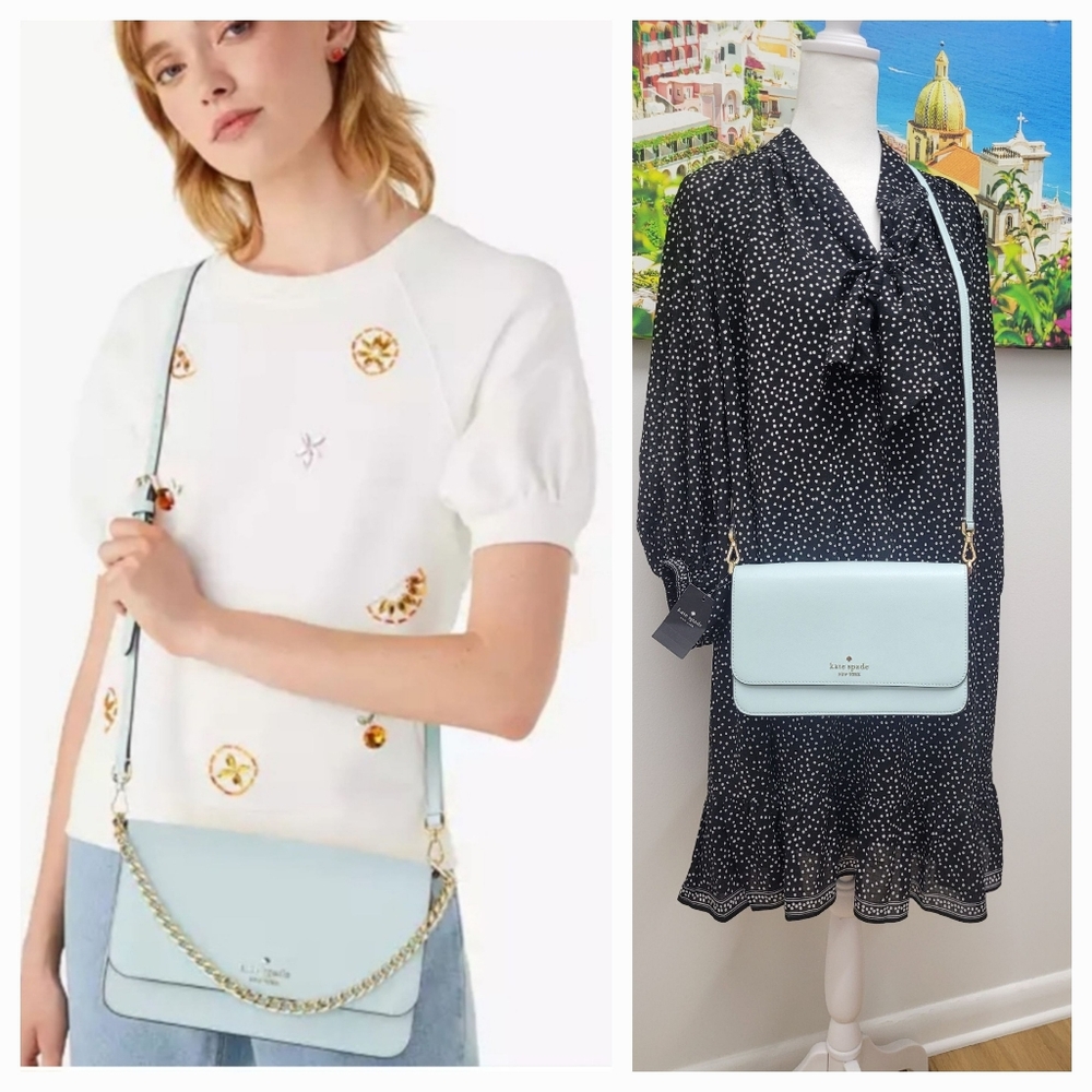 Kate Spade Light Blue Crossbody Bag with Leather Strsp.